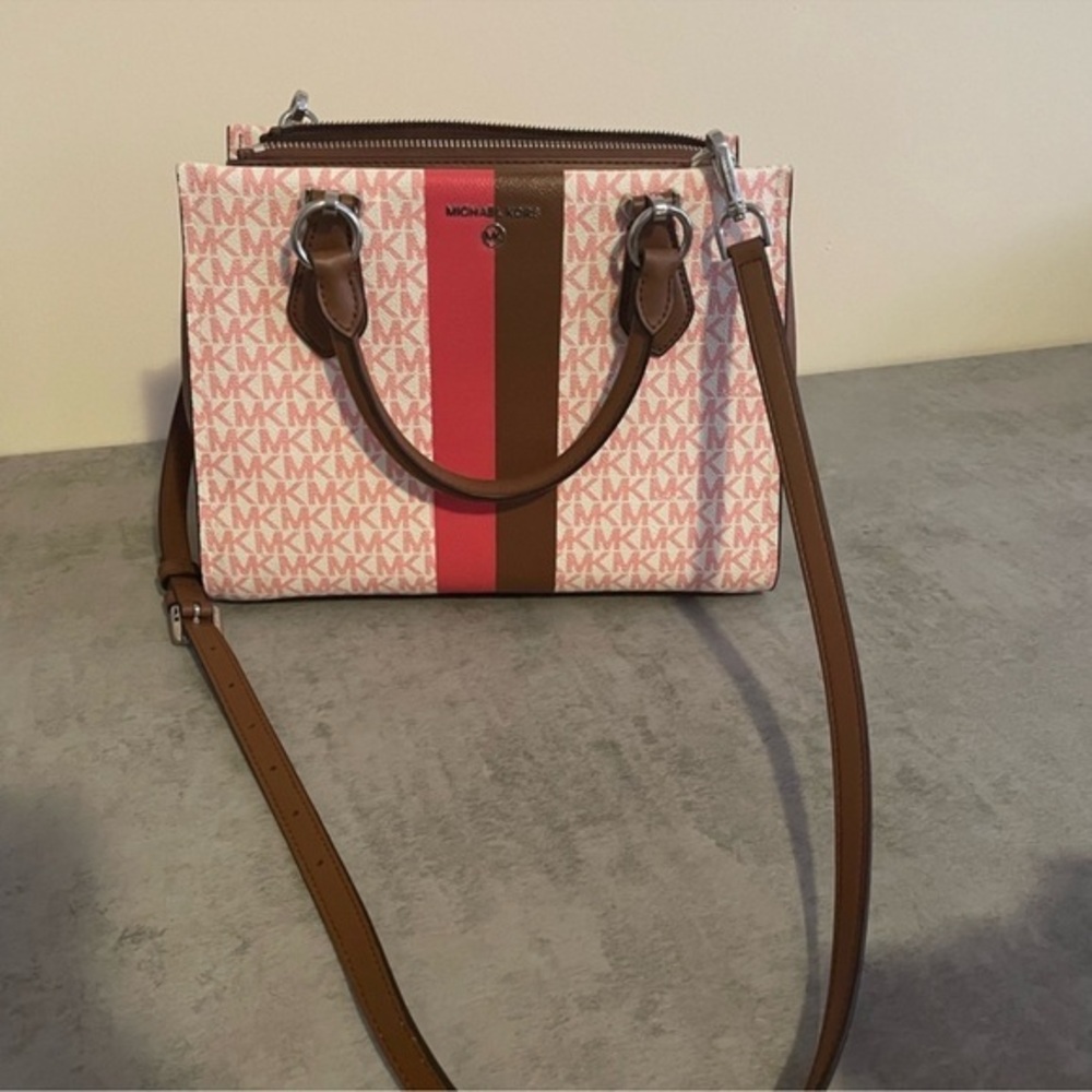 Michael Kors Purse- Marilyn Medium Logo Stripe Satchel